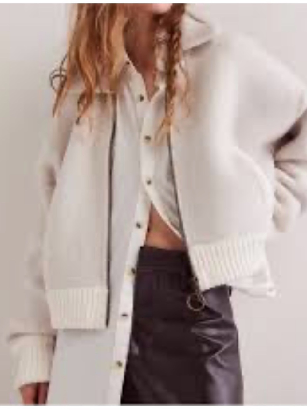 Free People Soft Cream Bomber Jacket